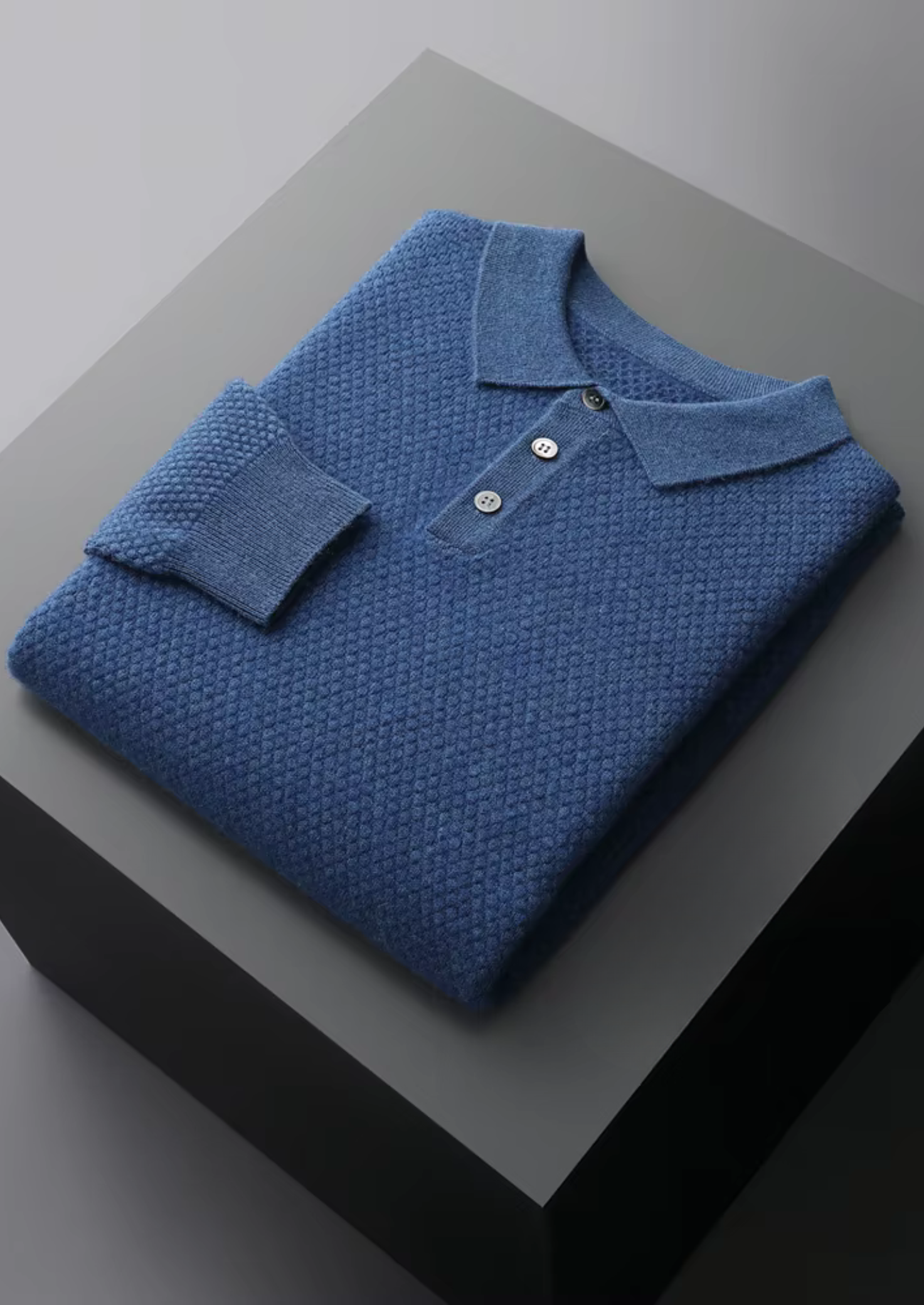 PREMIUM CASHMERE TEXTURED SWEATER POLO