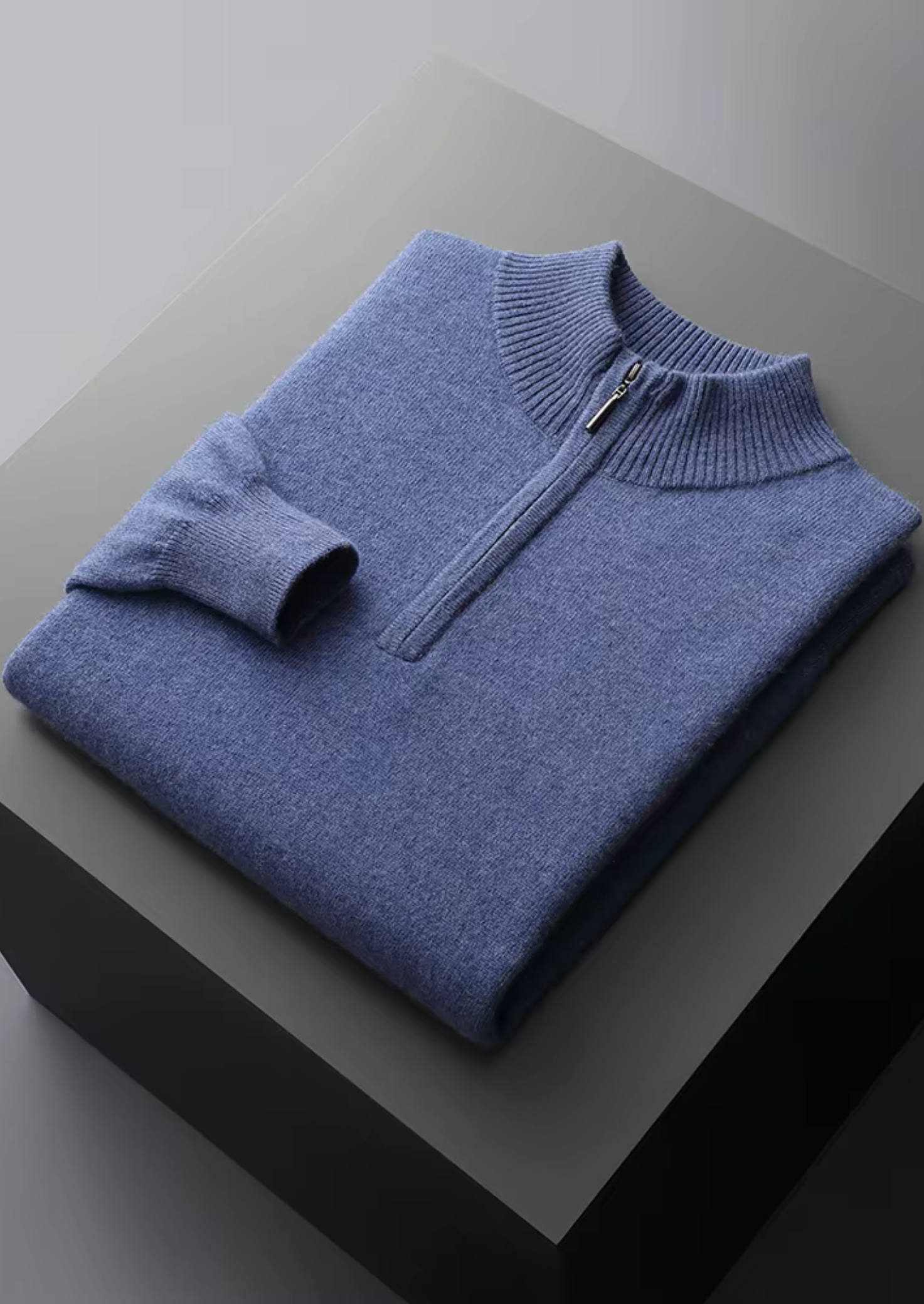 PURE EXTRA-FINE MERINO WOOL HALF ZIP SWEATER