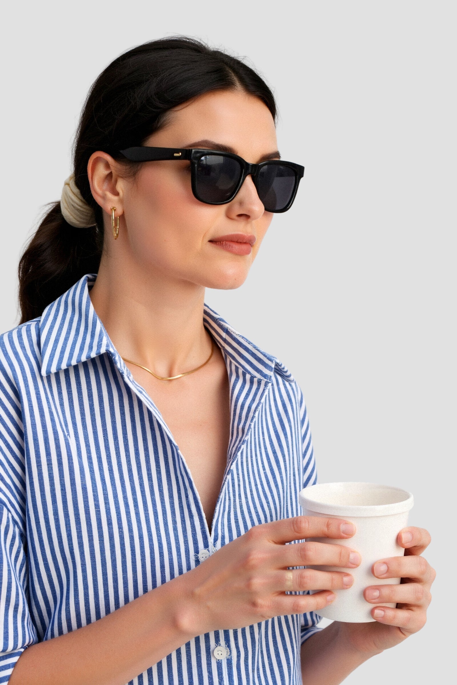 Oud geld katoenen gestreept overhemd met knoopsluiting