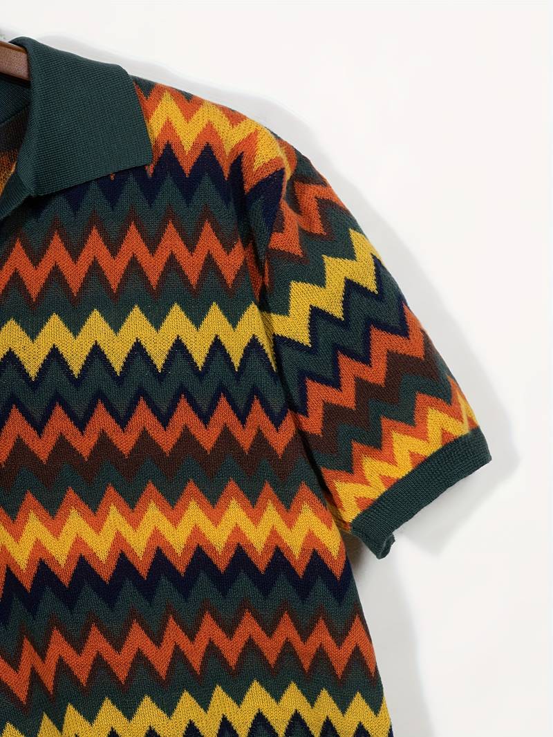 Chic gebreide polo met oud geldgolfpatroon 
