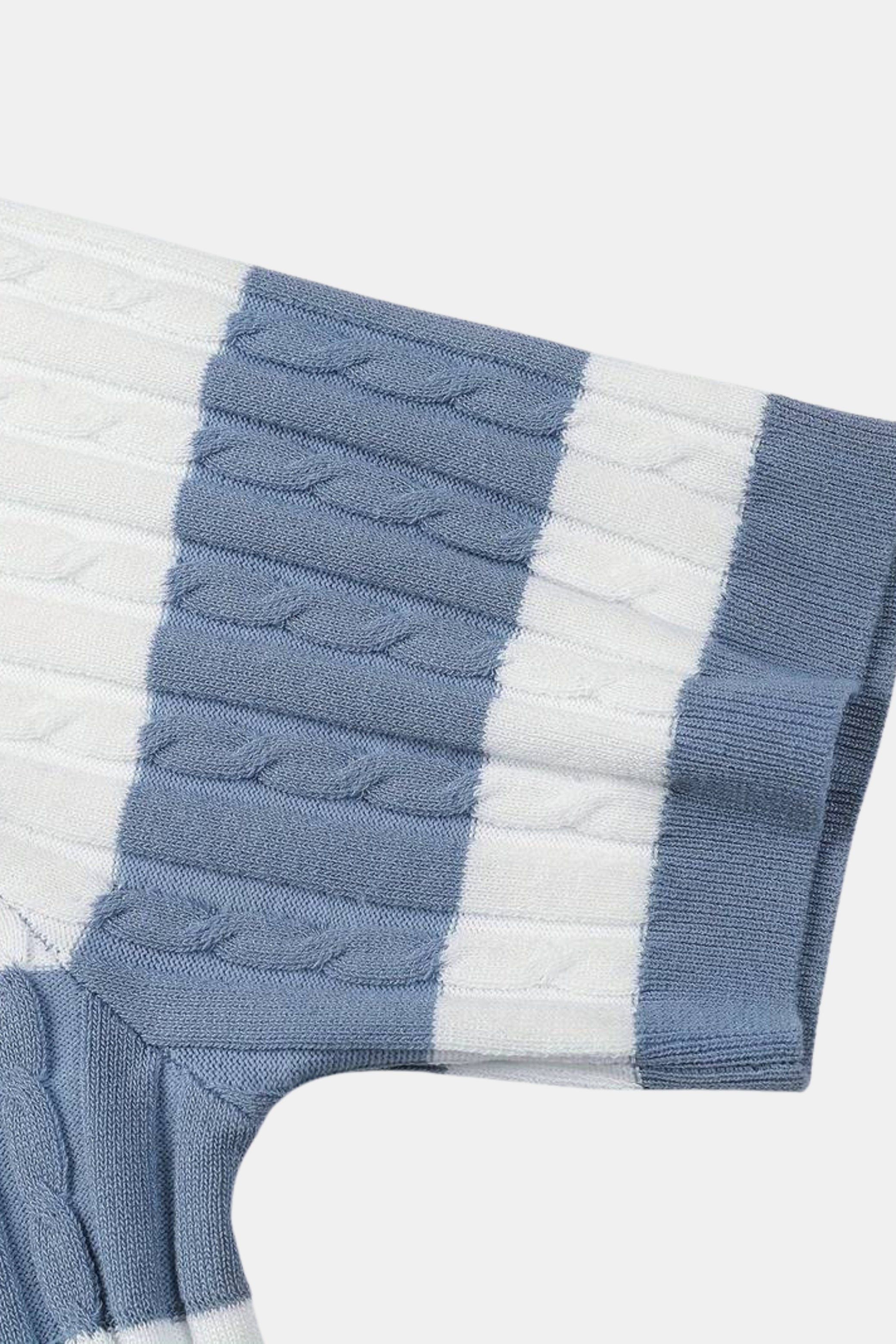 Old Money Wit Gestreept Kleurblok Polo T-shirt met Korte Mouwen 