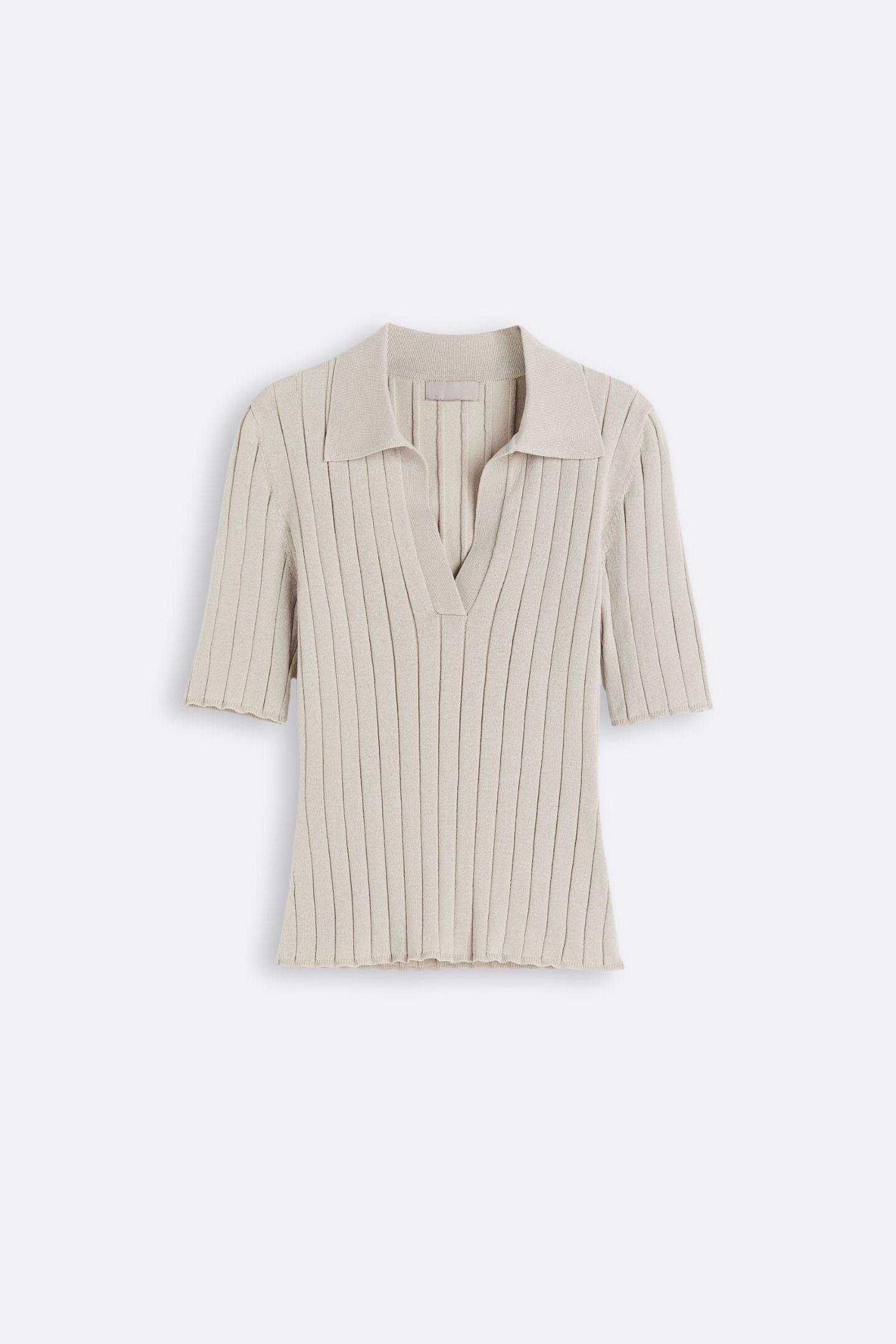 Old Money geribbeld poloshirt met rechte kraag