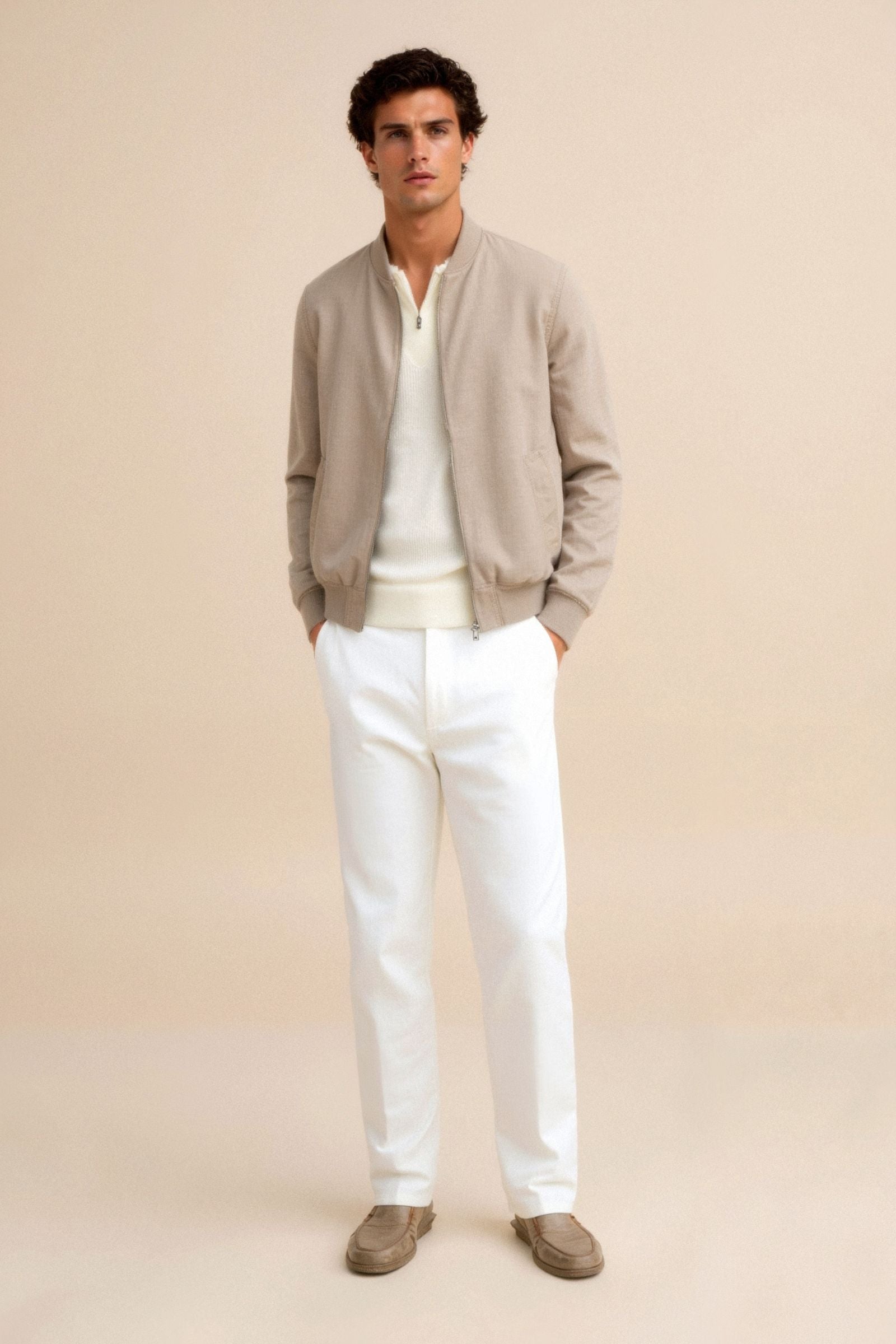 Rustige luxe slim fit bomberjack