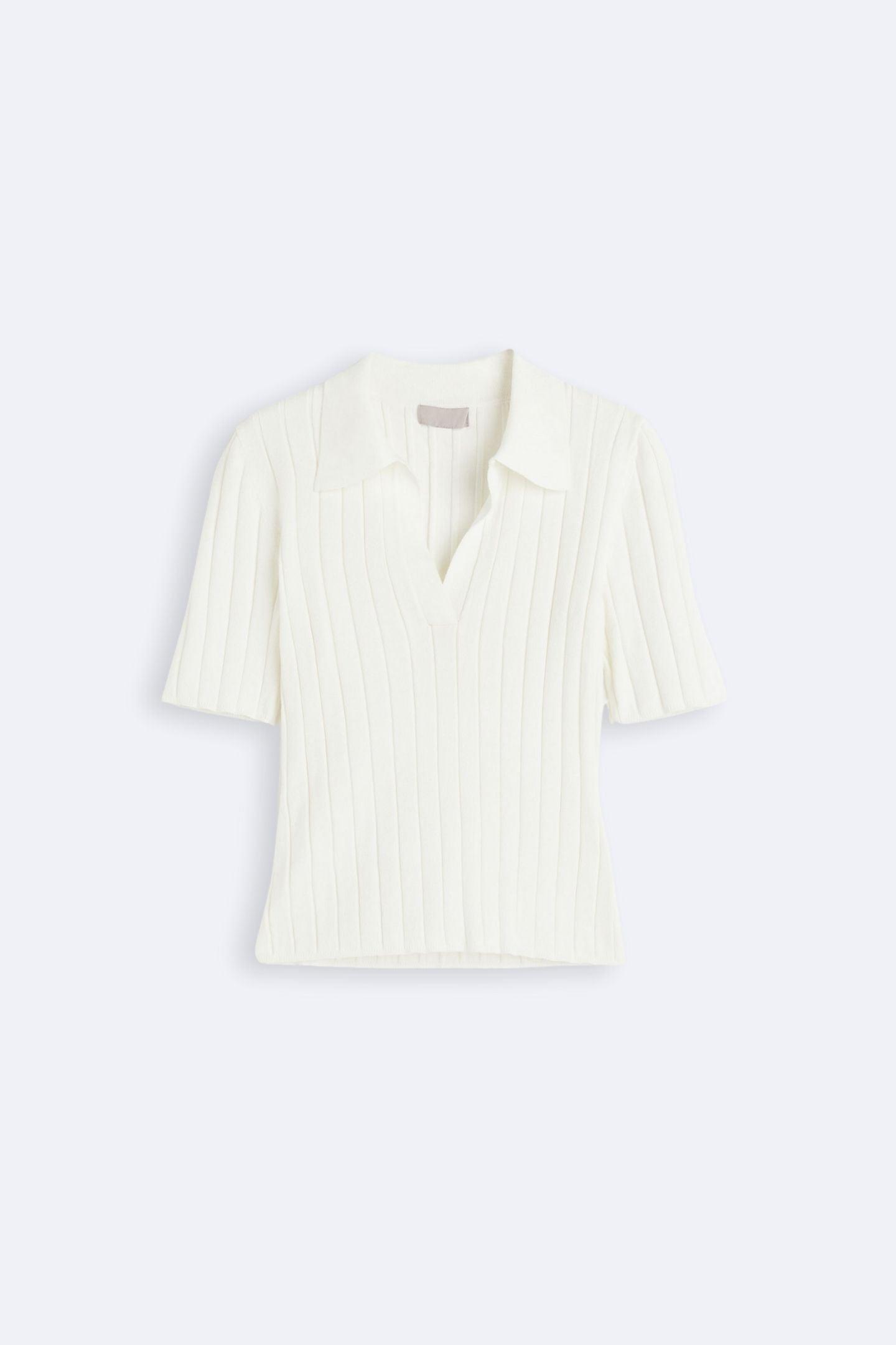 Old Money geribbeld poloshirt met rechte kraag