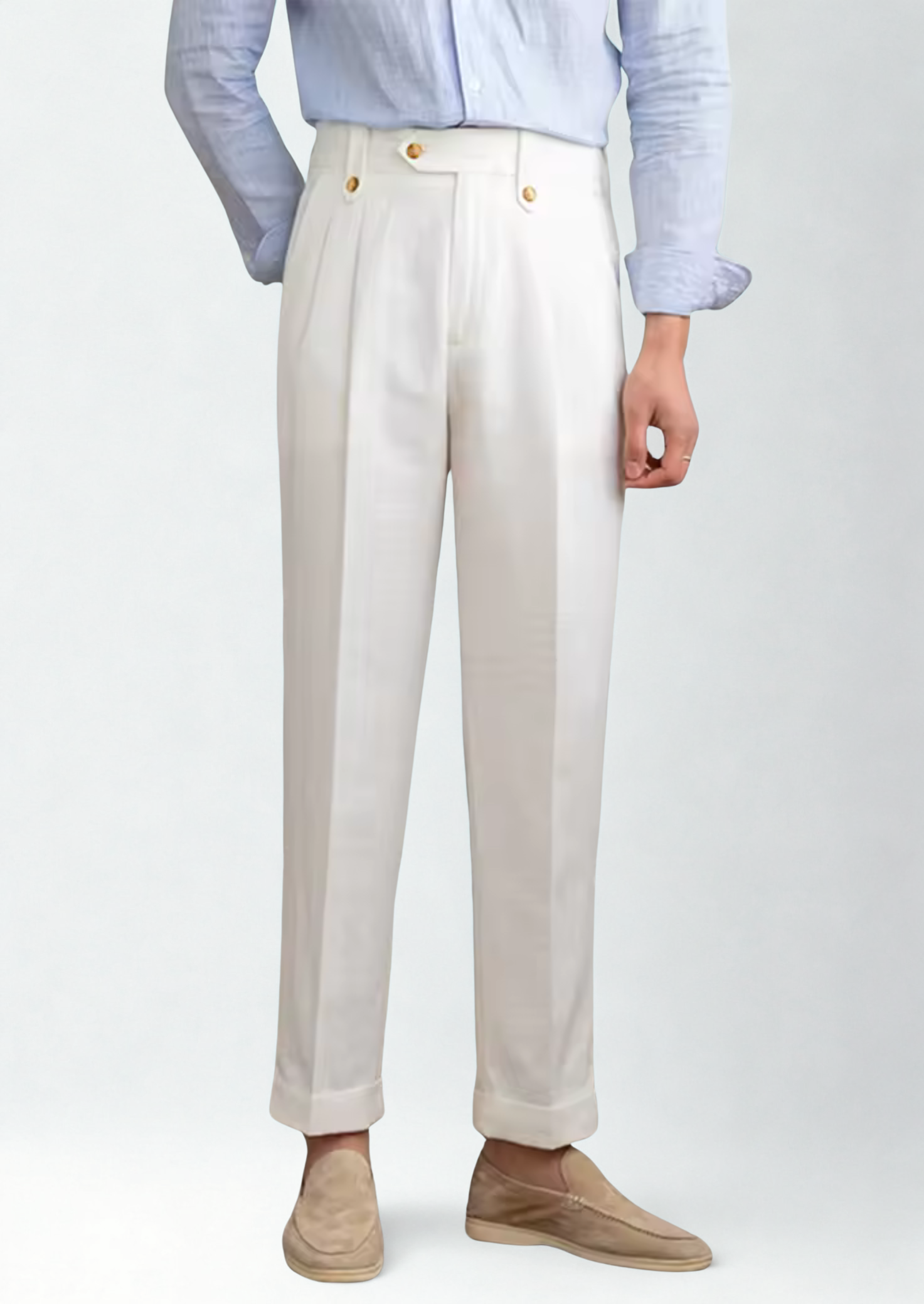NAPOLI PLEATED COASTAL TROUSERS - White