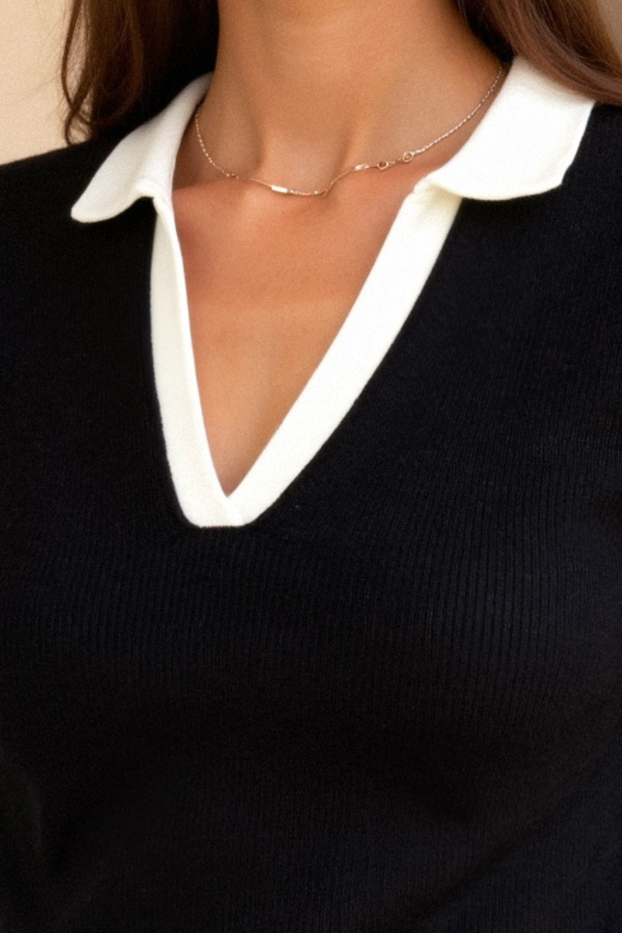 Old Money Dames Modieus Revers Fris En Elegant Gebreid Polo T-shirt