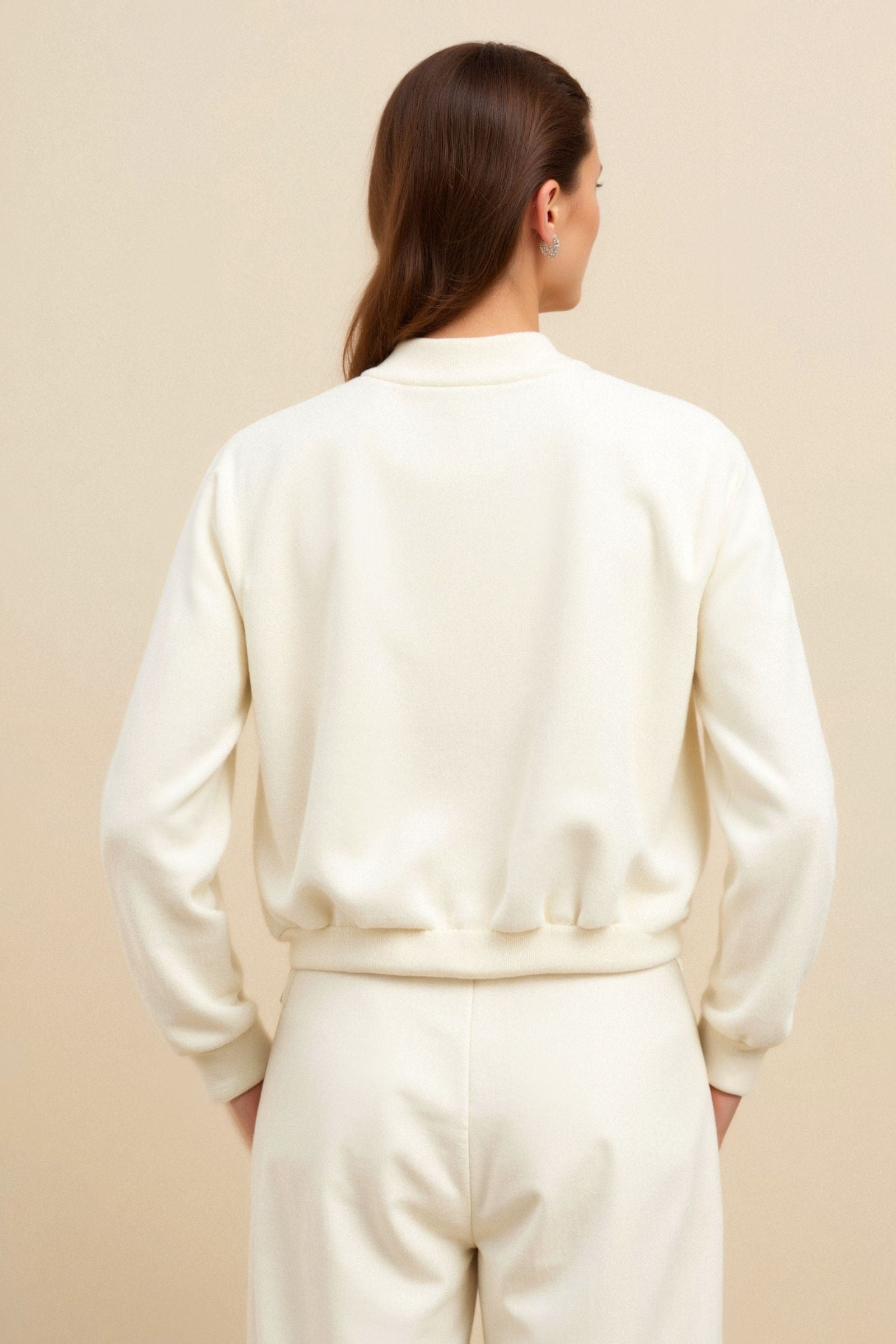 Premium gewatteerde jas met O-halskraag