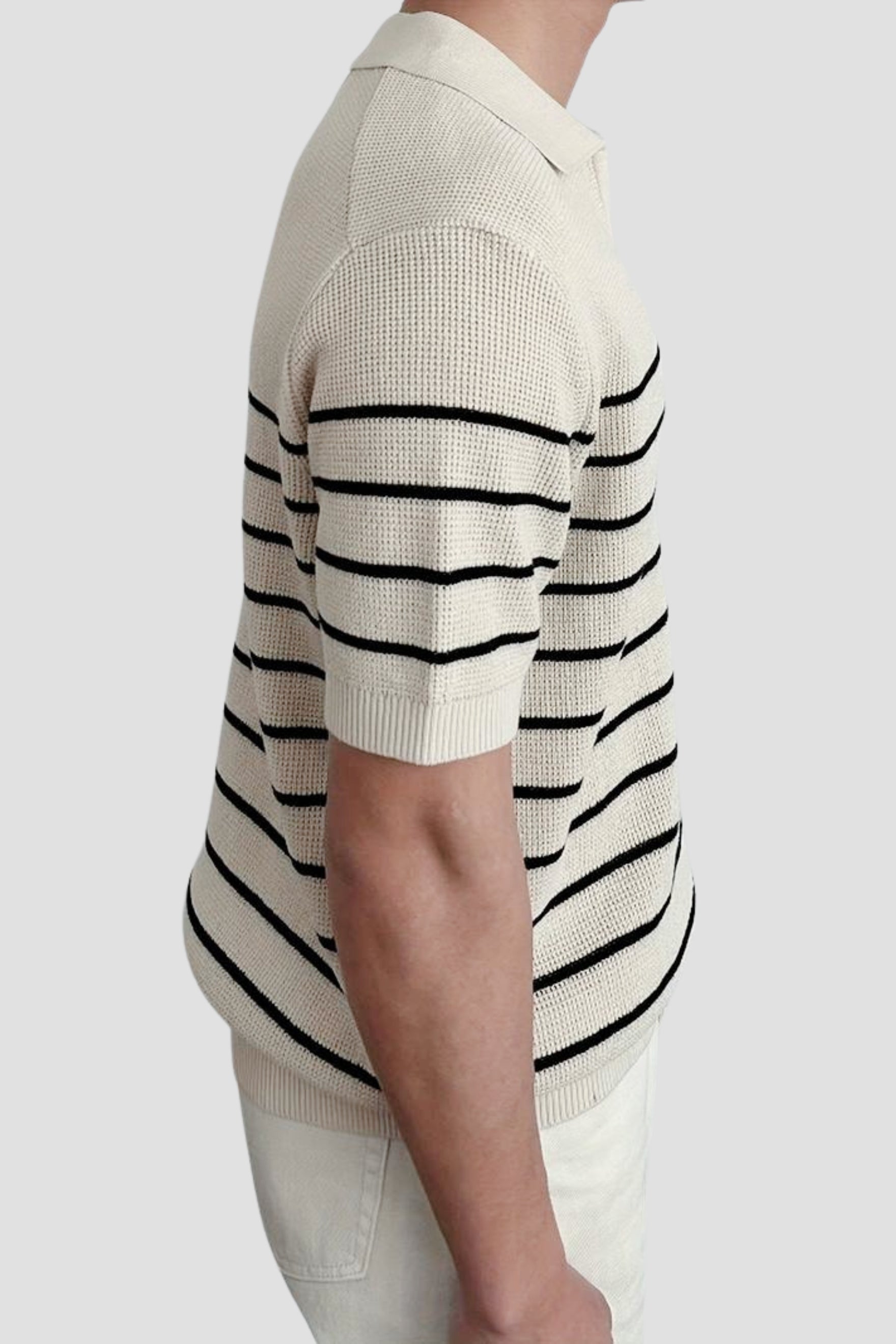 Old Money Casual korte mouwen gebreide polo met hoge stretch