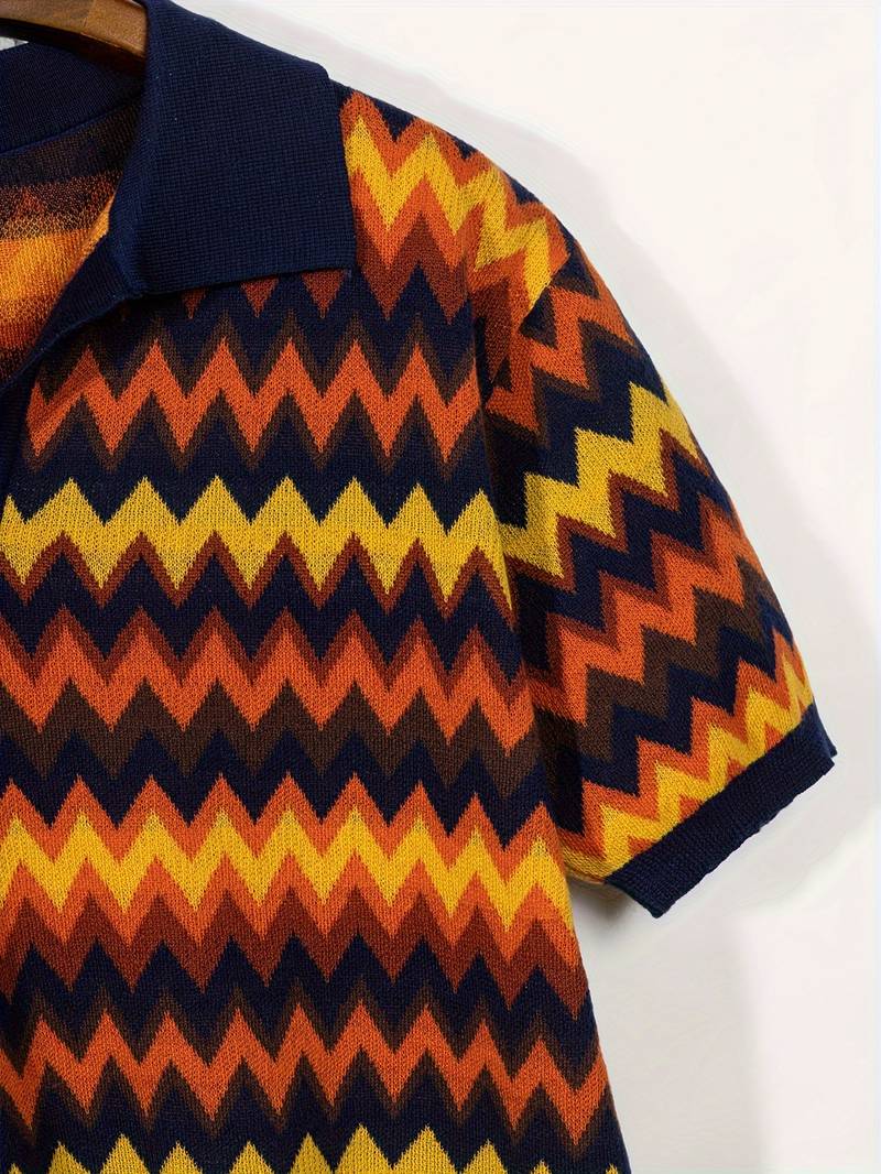 Chic gebreide polo met oud geldgolfpatroon 