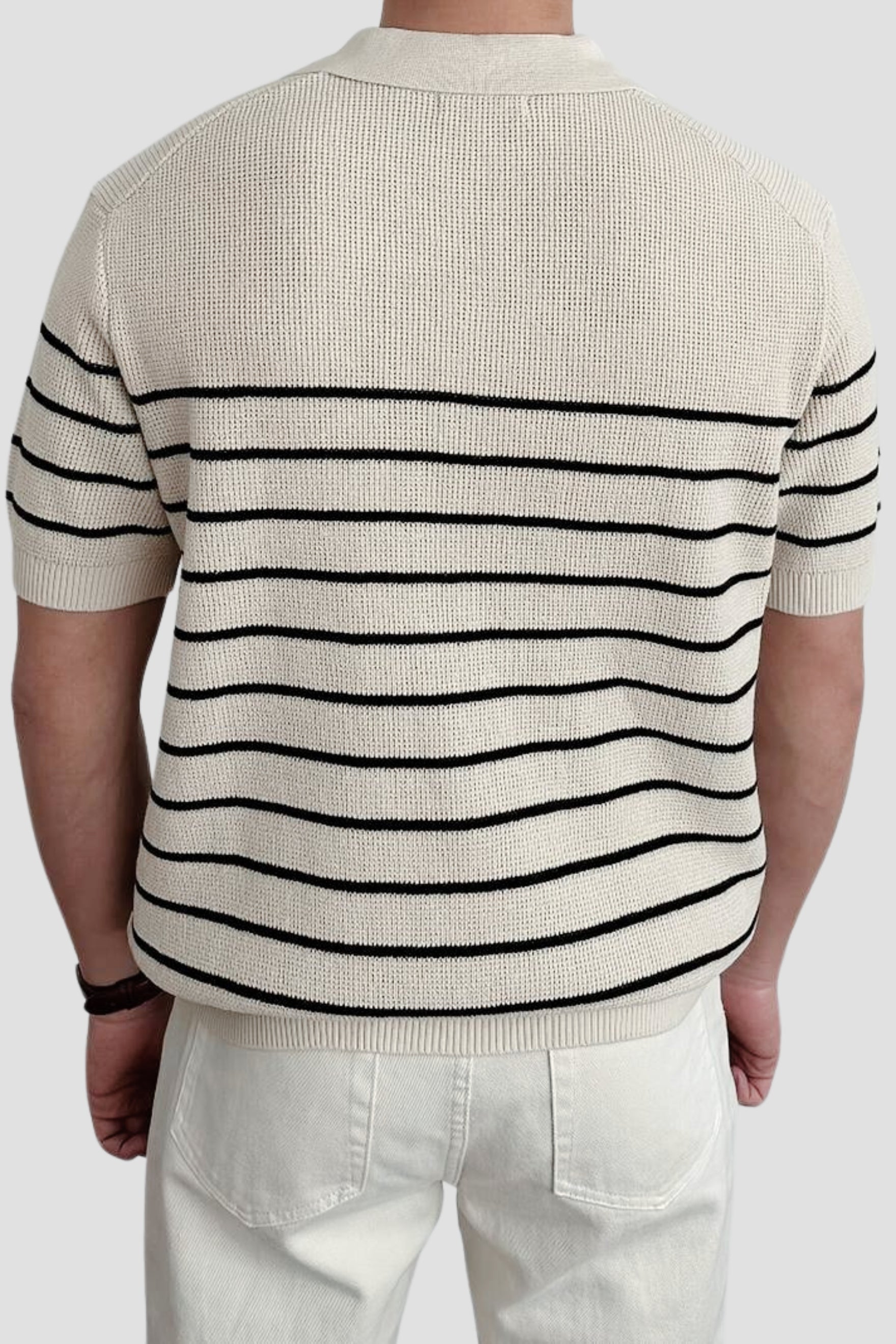 Old Money Casual korte mouwen gebreide polo met hoge stretch