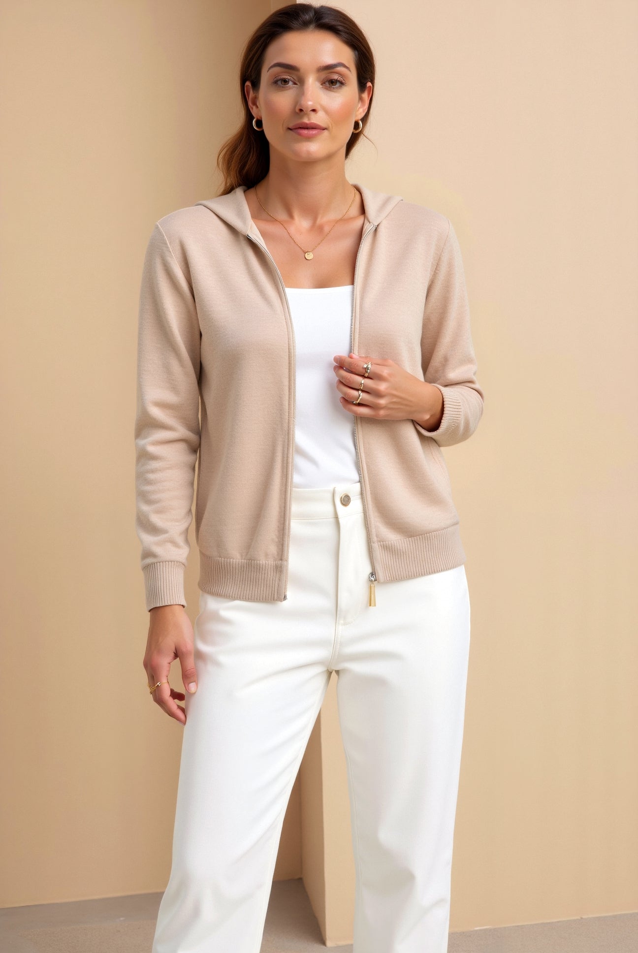 Women Smart Luxury Hooded Zip Sweater