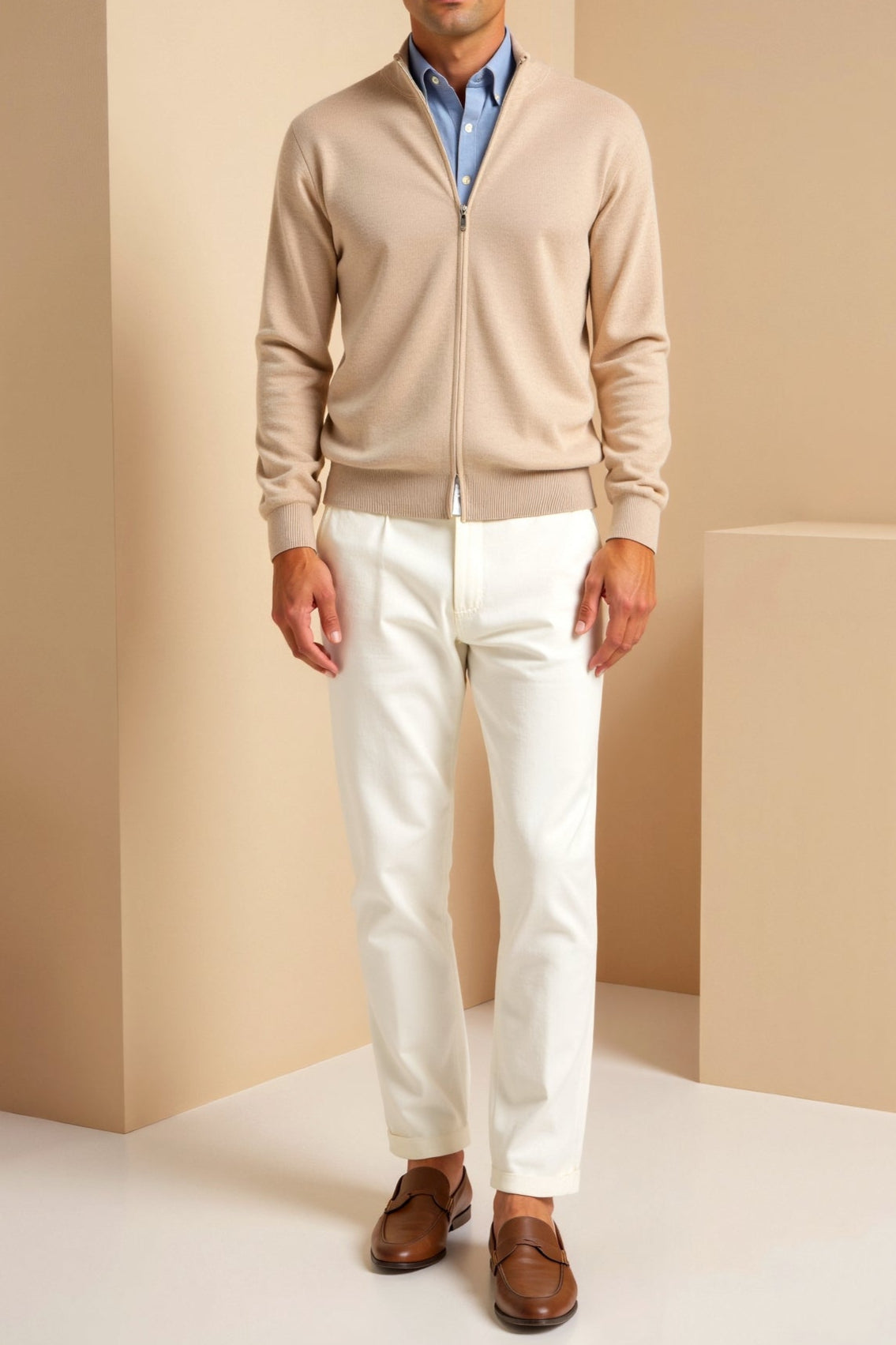 Smart Luxury Slim Fit Elegant Full Zip Cardigan