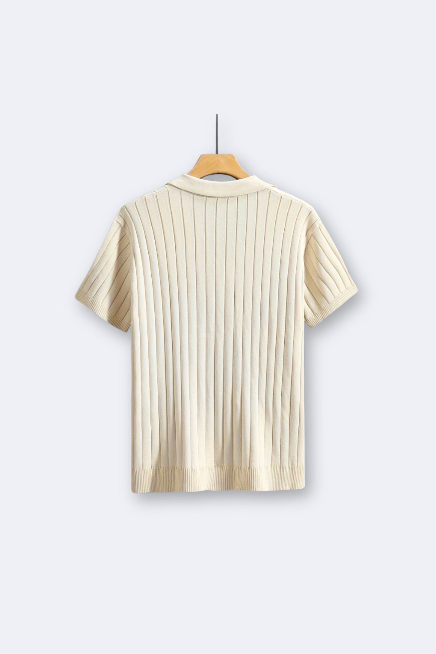 Old Money Classic geribbeld gebreid overhemd met korte mouwen en reverskraag