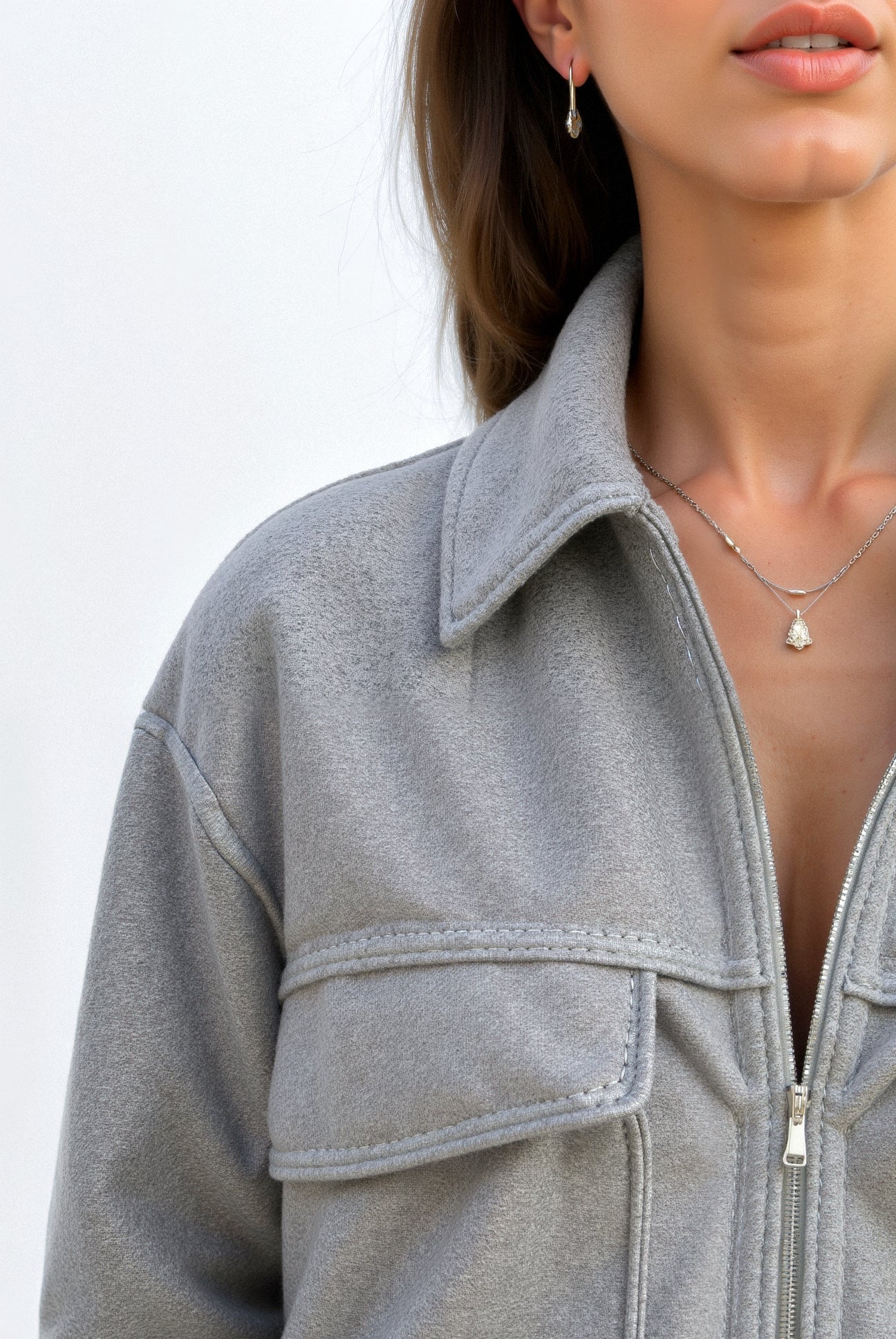 Old Money Elegante effen tweedjas met rits