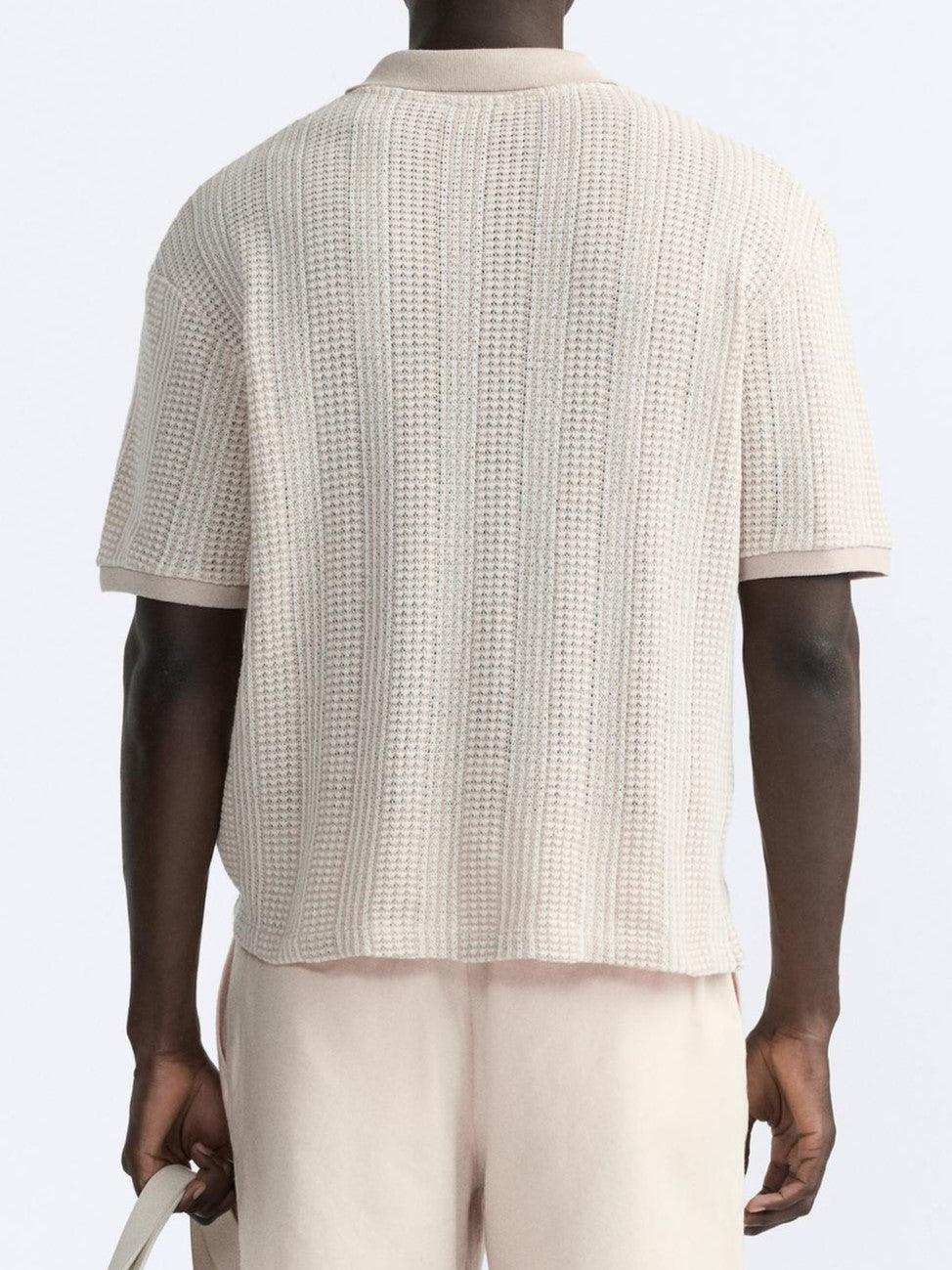 Old Money Uniek gestructureerd poloshirt met halve rits